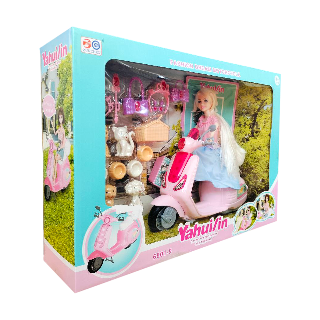 MUÑECA CON MOTO + ACCESORIOS 6801-9 MUNBE